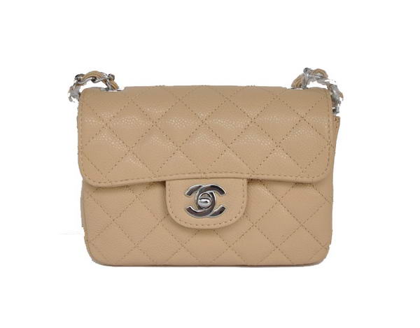 Best Chanel 2.55 mini Flap Bag 1115 Beige Sheepskin Silver Hardware On Sale